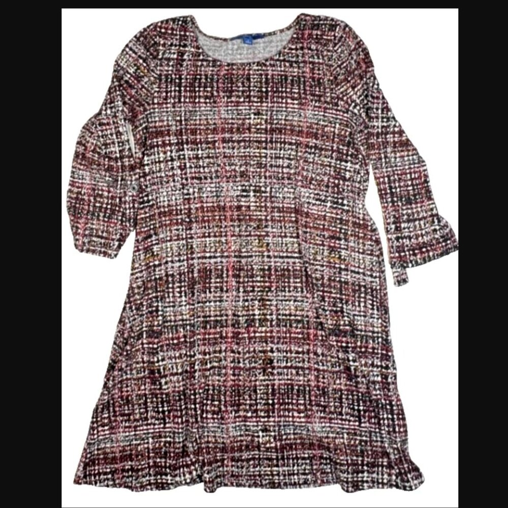 (S) APT 9 FAUX WOVEN LONG SLEEVE-3/4 SLEEVE Knee Length Dress